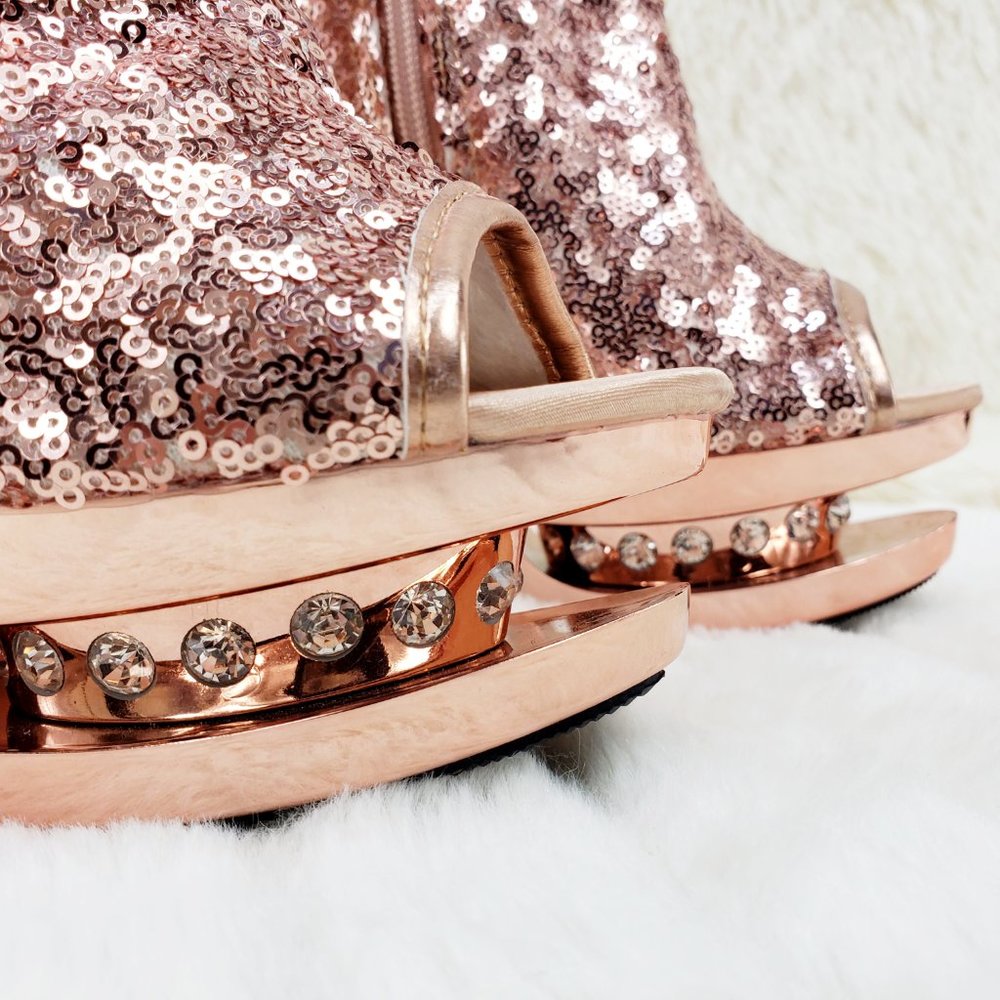 Blondie 1008 Rose Gold Sequin Slouch Shaft Platform Ankle Boots - Picture 14 of 14